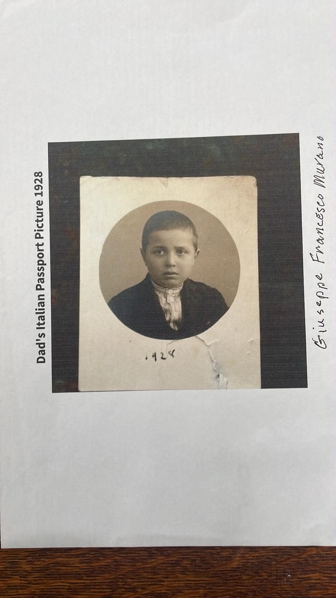 Giuseppe Francesco Murano — foto del passaporto italiano, 1928